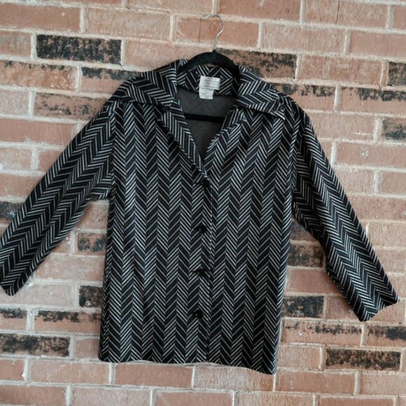 Marches di Gresy Jackets & Blazers - Vtg Marchesa di Gresy for I Magnin & Co Herringbone Wool 3/4 Jacket